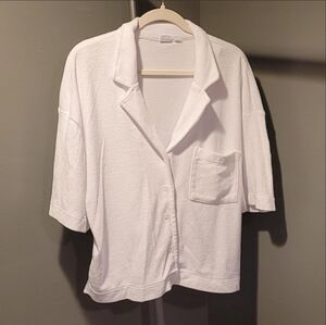 Gap White Terrycloth Button-up